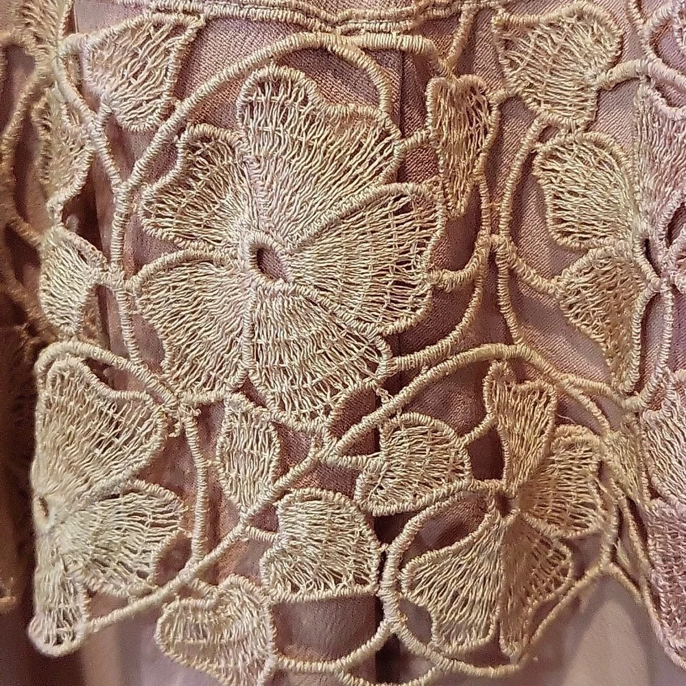 Vintage 1950's Dusty Pink Lace Top Dress 3/4 Length Sleeve Size S - Picture 7 of 9